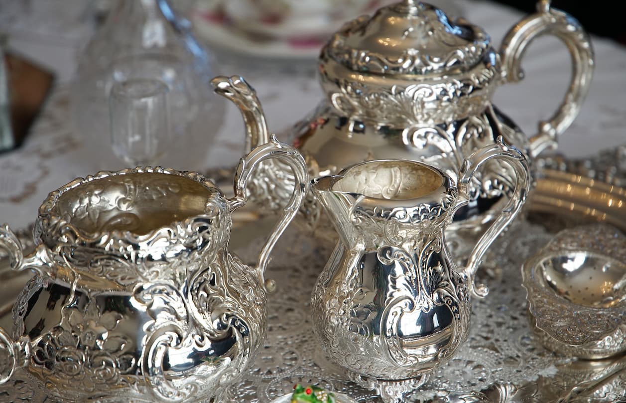 a sterling silver tea set